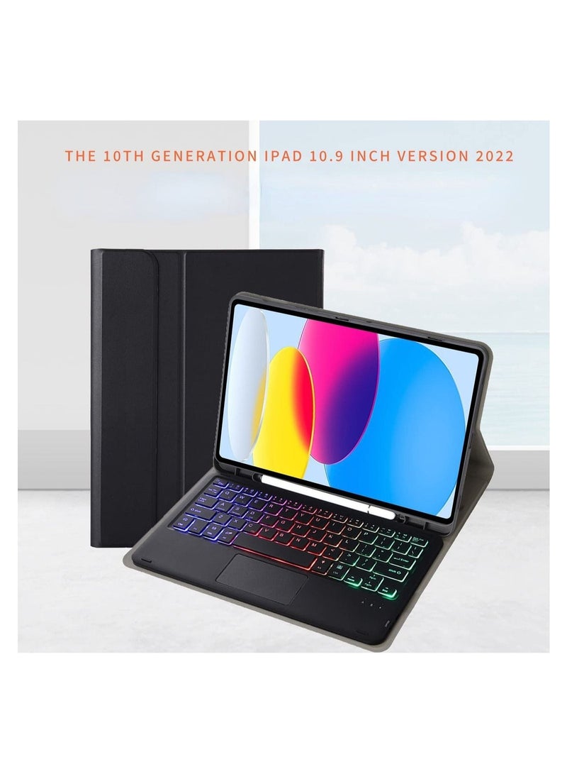 Bilingual Touchpad Keyboard Case for iPad 10th Generation Case (10.9 inch 2022) / iPad A16 11th Generation(11 inch 2025) Backlit Multi Touch Trackpad Flip Stand Case with Pencil Holder - Image 3